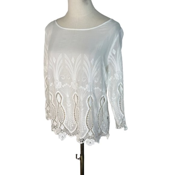 Banana Republic Tops - Banana Republic M Medium Top Shirt Blouse White Romantic Eyelet